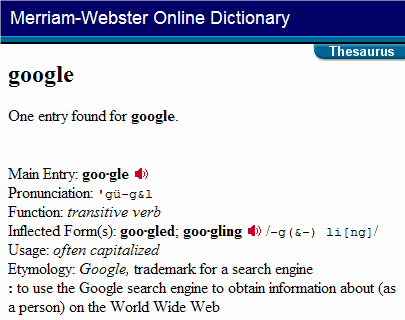 Definition of 'googling'